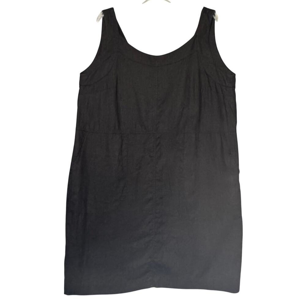 Magic Linen Scoop Neck Linen Women XL Lagonlook Artsy Tie Back Sleeveless Black